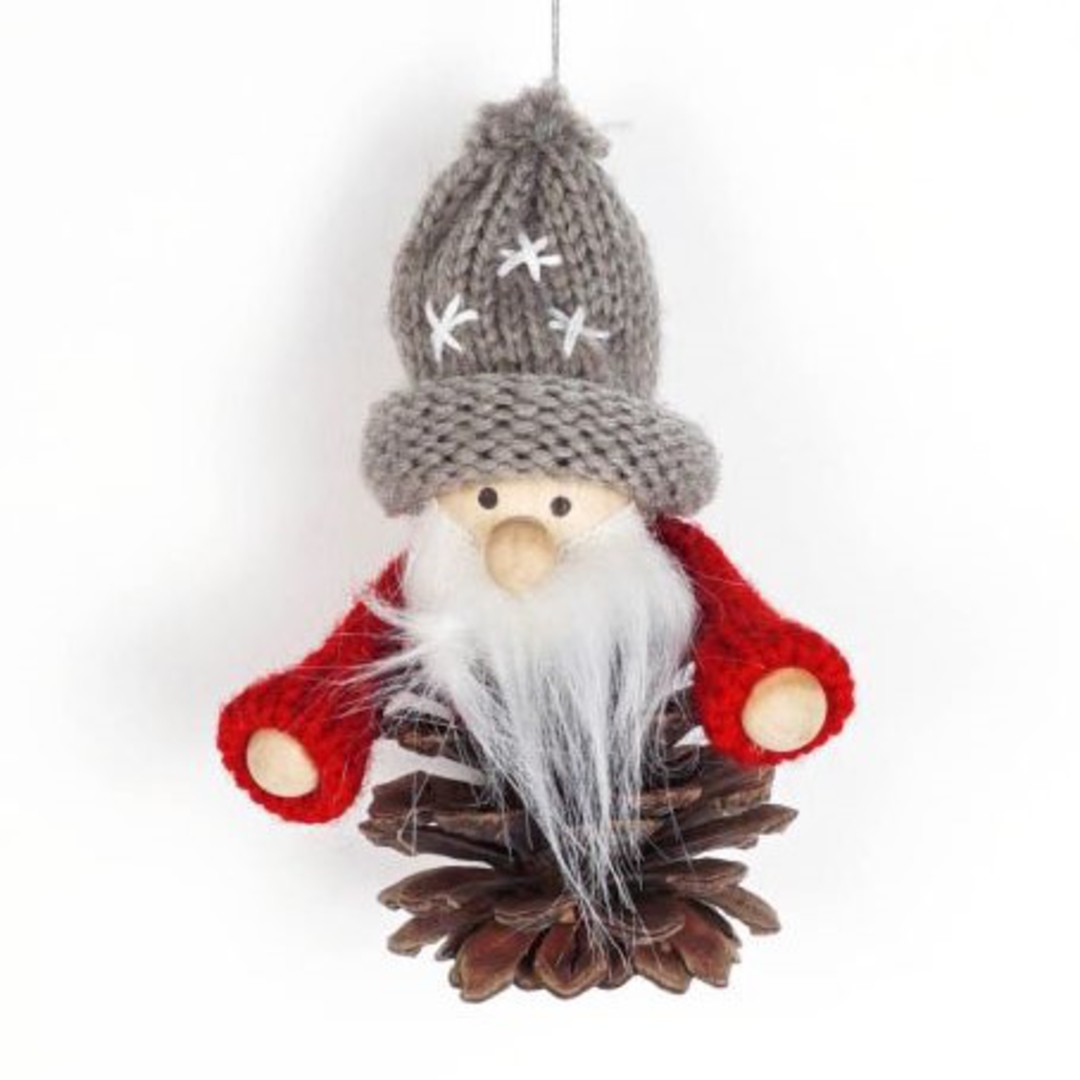 Pinecone Santa Knited Red Jumper, Grey Hat image 0